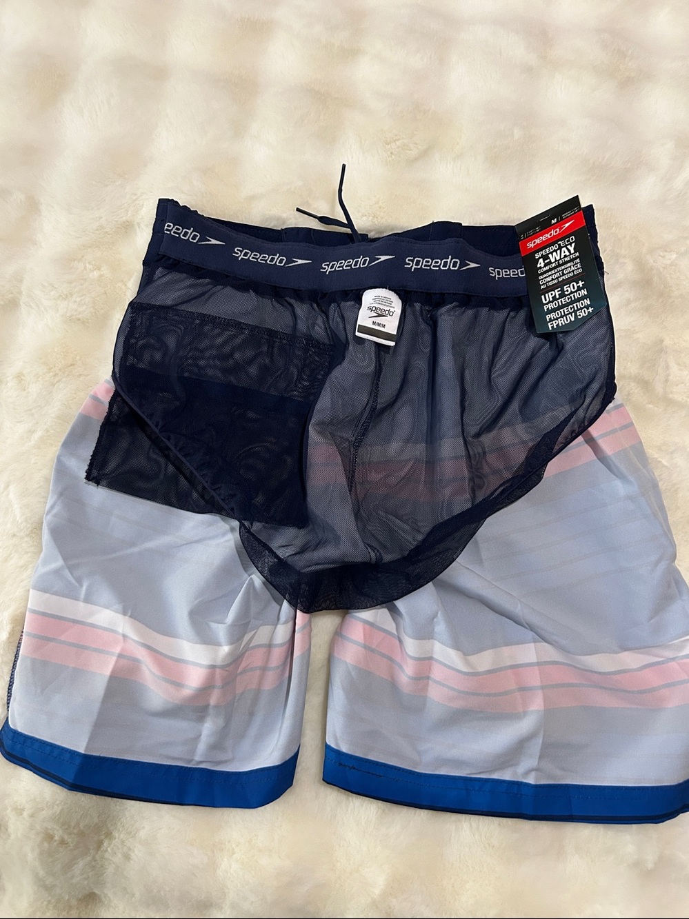 Speedo Blue, Red & White Striped Men's Swim Board Shorts Size M — image 6 of 8